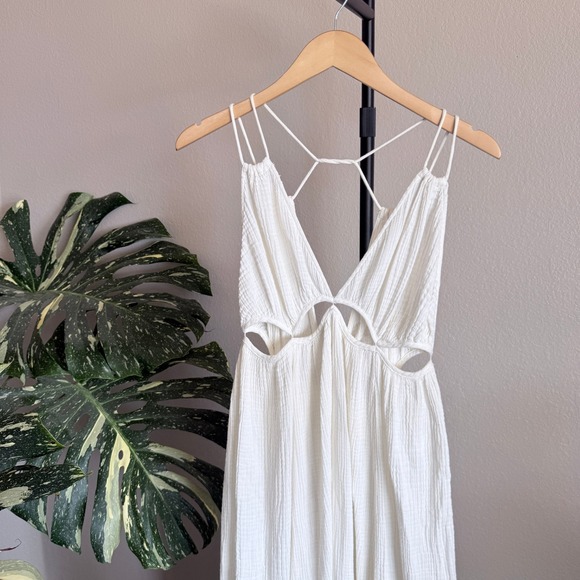 Anthropologie Gauzy Cutout Cover-Up Maxi Dress Off White Size XS Swim Beach - Picture 3 of 7